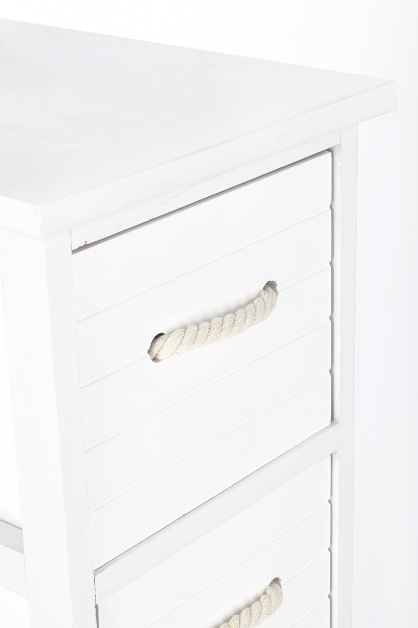 Comoda cu 4 sertare Yvette, Bizzotto, 26x32x80 cm, lemn de paulownia/MDF, alb/natural