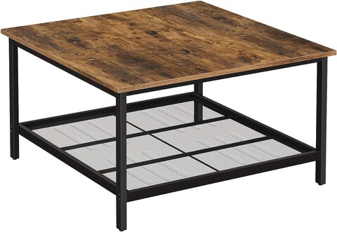 Masuta de cafea vasagle, indestic, 80 x 80 x 45 cm, pal/otel, maro rustic