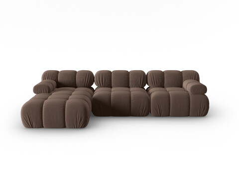 Coltar modular stanga 4 locuri, Bellis-51, Micadoni Home, 282x155x70 cm, catifea, maro inchis
