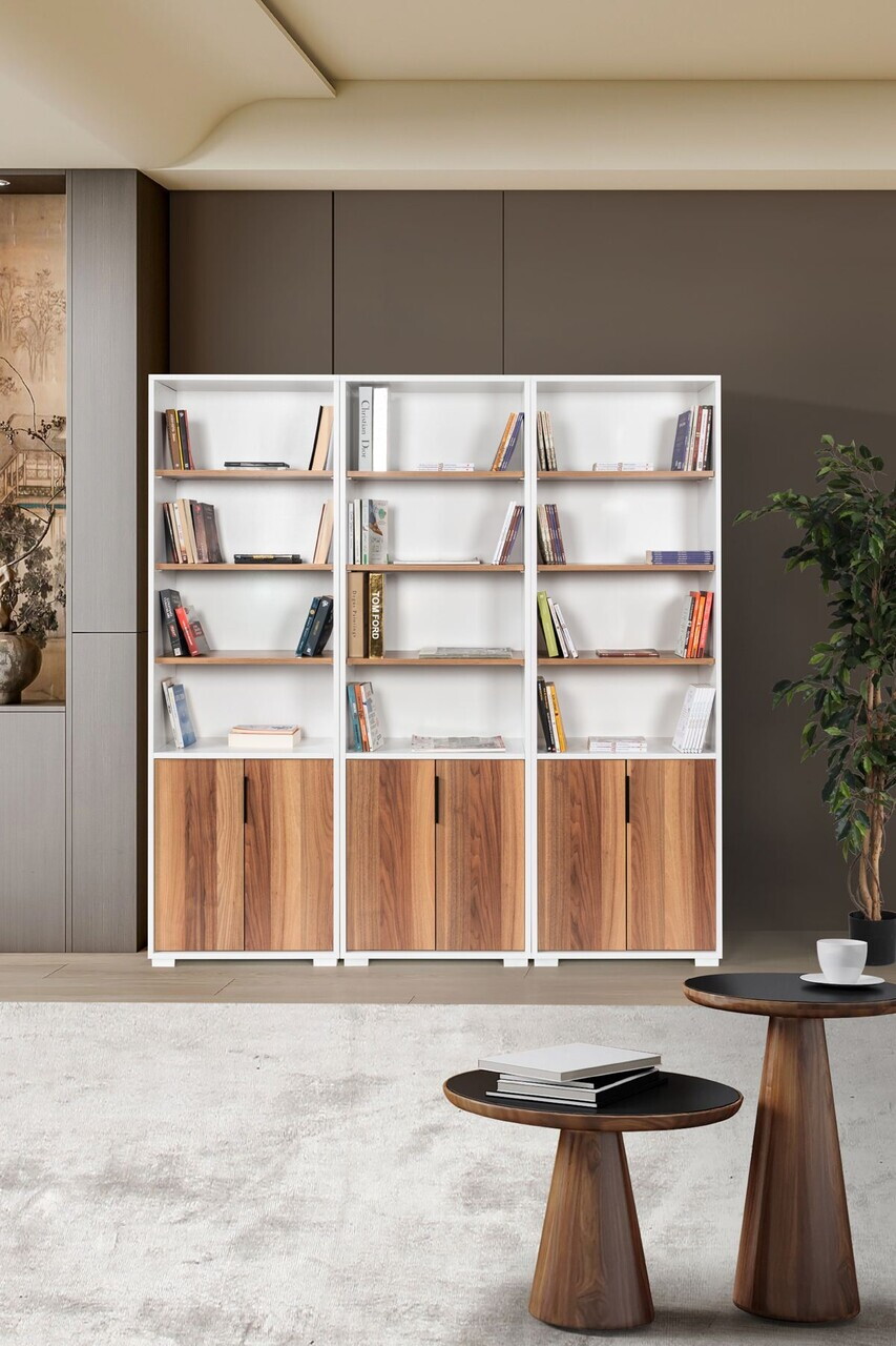 Corp biblioteca Hanah Home Evm 8301 180x187x30 cm PAL Alb/Maro