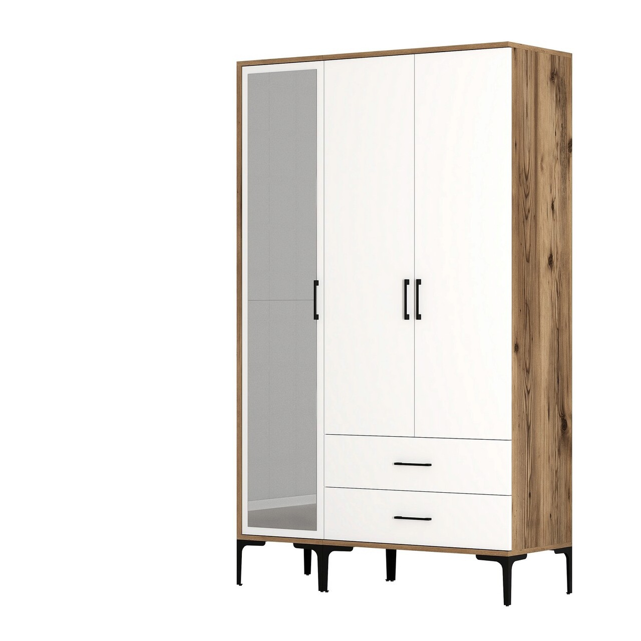 Dulap pentru haine, Hommy Craft, Kumsal RT, 120x47.5x201.4 cm, PAL, Nuc/Alb