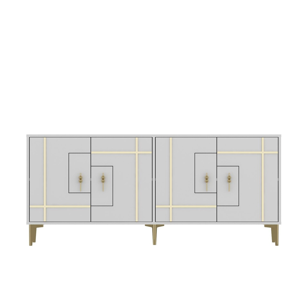 Consola, Hanah Home, Simge, 180x78.6x35 cm, PAL , Alb/Auriu - view 3