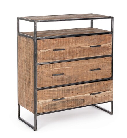Comoda Elmer, Bizzotto, 90 x 40 x 105 cm, lemn de salcam/otel