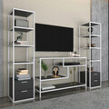 Comoda TV, Retricy, Robbins, 198x39x160 cm, PAL, Alb / Antracit