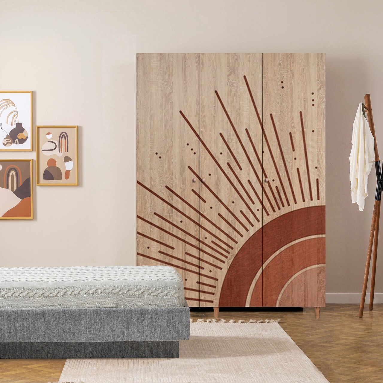 Dulap pentru haine, Vella, Lena 3 -970, 135x192x52 cm, PAL, Sonomo - 1 | YEO