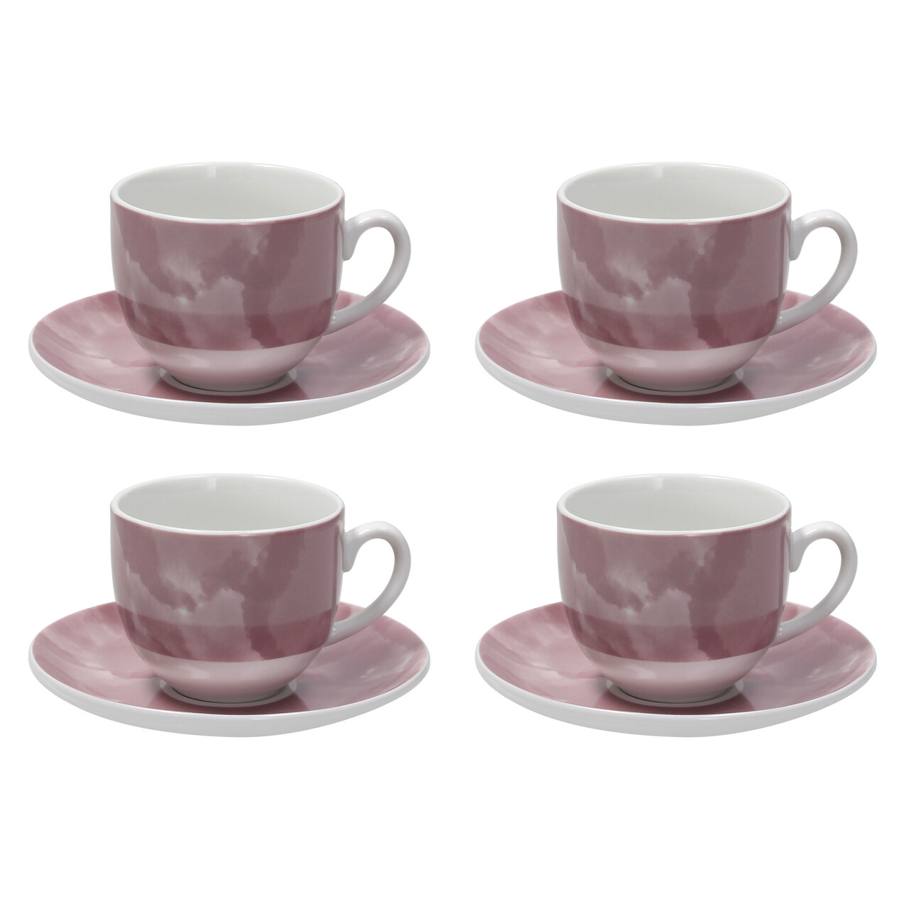 Set 4 cesti de cafea cu farfurie Sfera, Andrea Fontebasso, 250 ml, portelan, roz