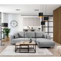 Coltar extensibil dreapta 4 locuri ELTAP, RT-03NU, Dalia, 289x190x95 cm, lemn/poliester, gri deschis