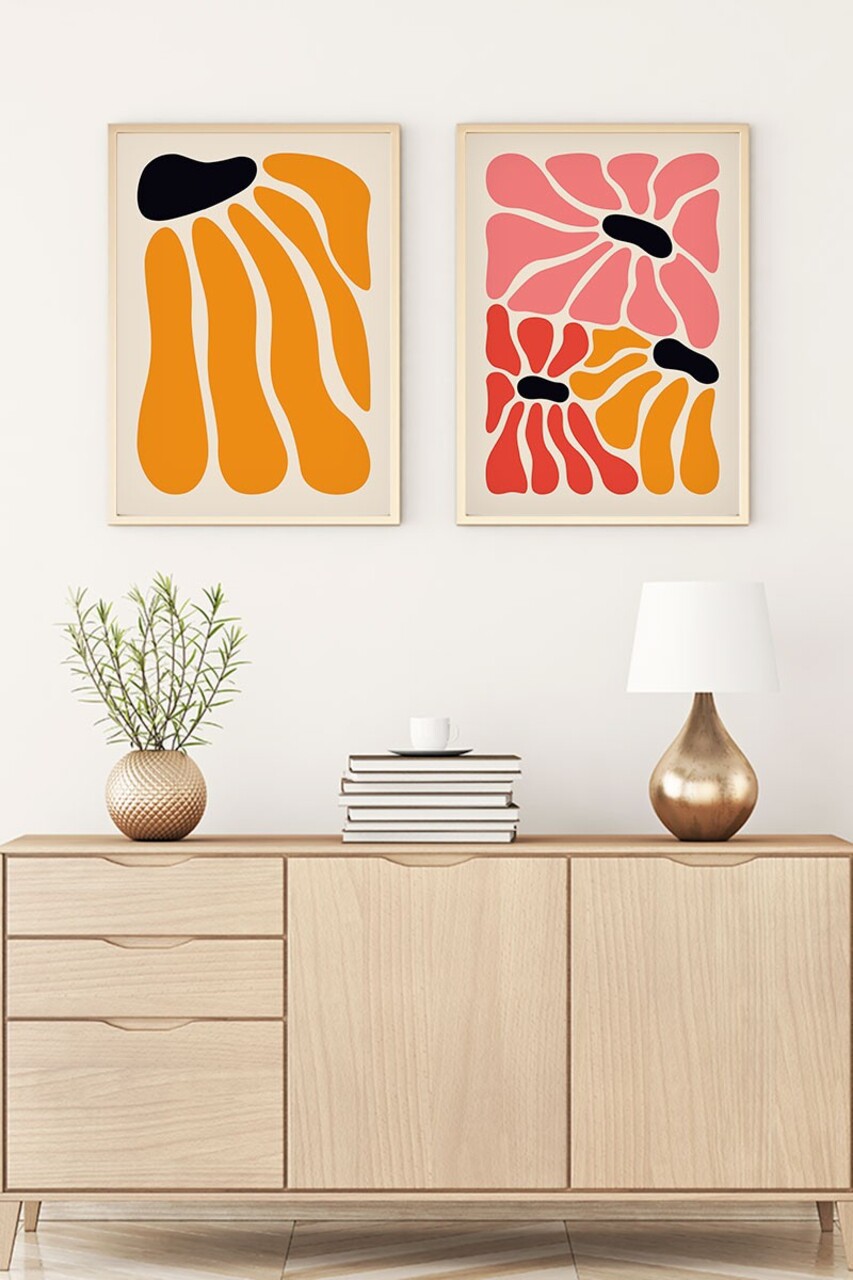 Set 2 tablouri decorative Huhu176 Cadru: 100% LEMN MASIV (Grosime: 25 cm) Multicolor