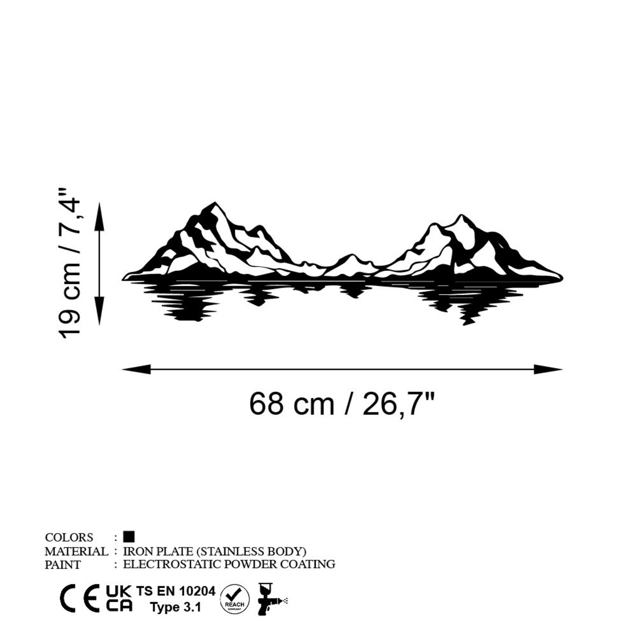 Decoratiune de perete, Landscape 1, Dimensiune: 68 x 19 cm, Negru - view 6