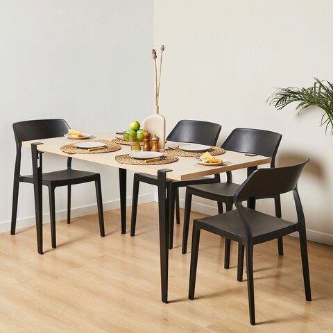 Masa, Logg, Pineios, 150x75x75 cm, Lemn/Negru Logg