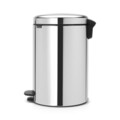 Cos de gunoi cu pedala, Brabantia, NewIcon Brilliant Steel, 20 L, 38x29x46.7 cm, otel, argintiu