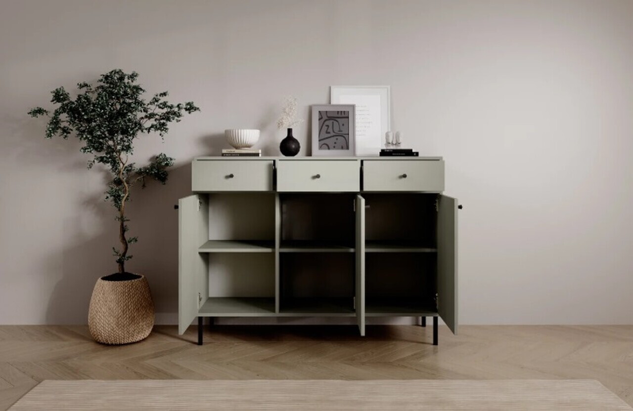 Comoda ADRK, Tili 3D 3S, 124.5x40.8x95 cm, PAL laminat, verde eucalipt — imaginea 6