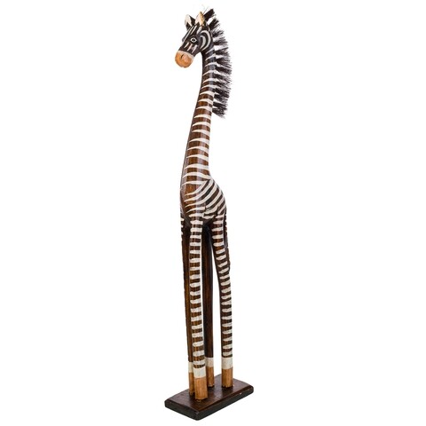 Decoratiune, Zebra, Creaciones Meng, 60 cm, lemn de arbore de matase, negru/alb