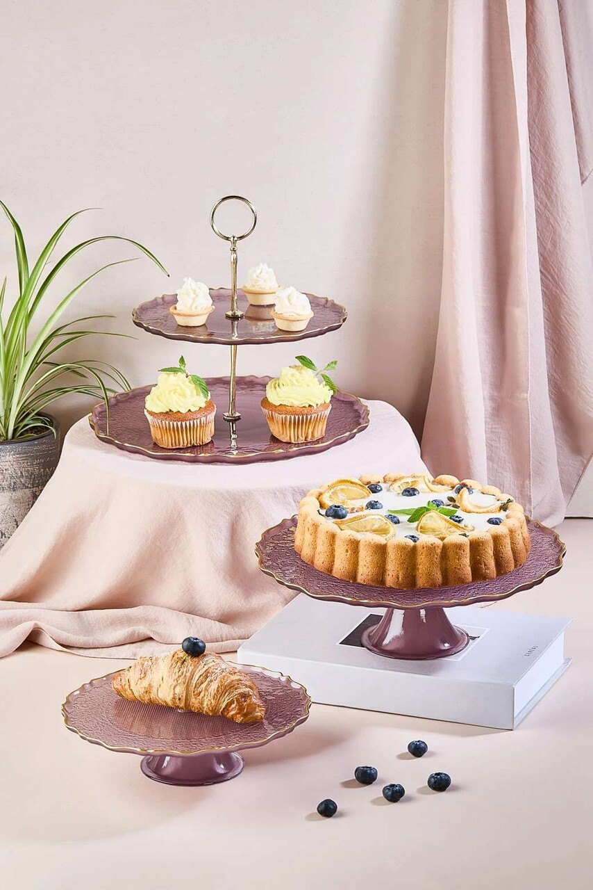 Set servire alimente, Hermia, 337GLZ1235, Suport: 28 cm (1 bucată), Mov pruna - imagine 2