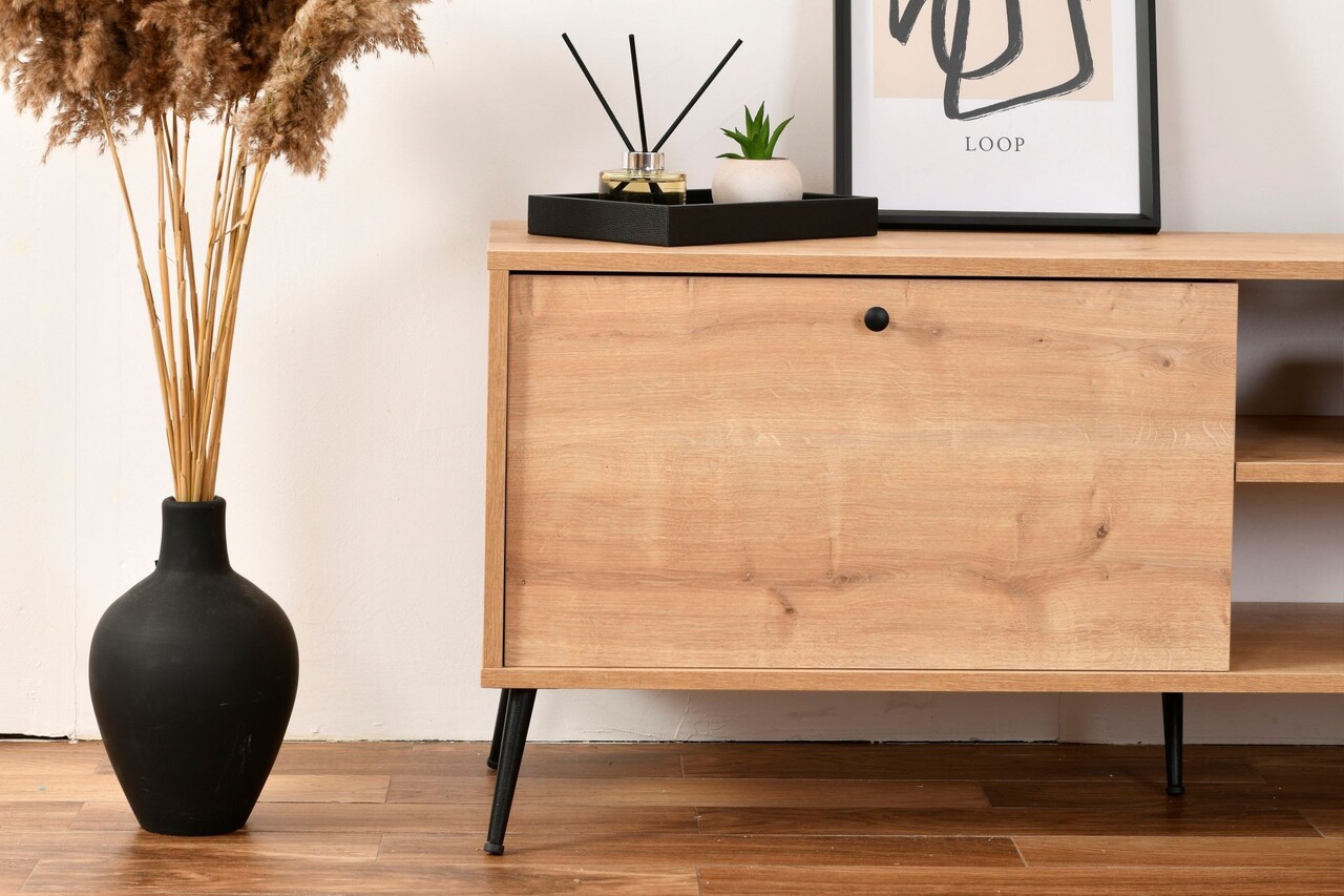 Comoda TV, Wolina, Calvin, 55x180x41 cm, Stejar - 1 | YEO