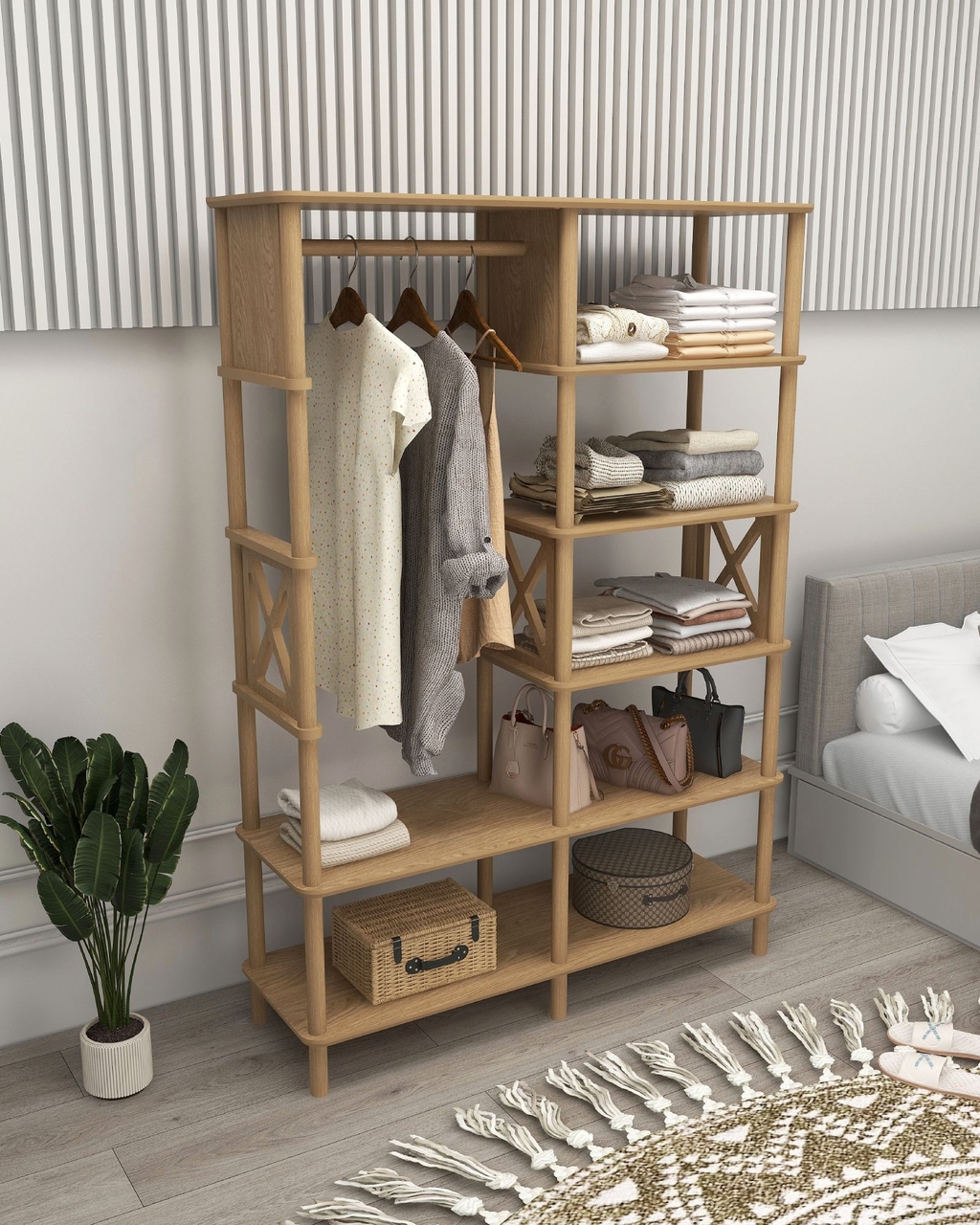 Dulap pentru haine, Hanah Home, Lusso, 120x175x38 cm, Stejar - view 3