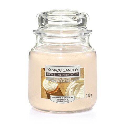 Lumanare parfumata in suport de sticla, Yankee Candle, 60 ore, 340 g, glazura de zahar/vanilie/caramel