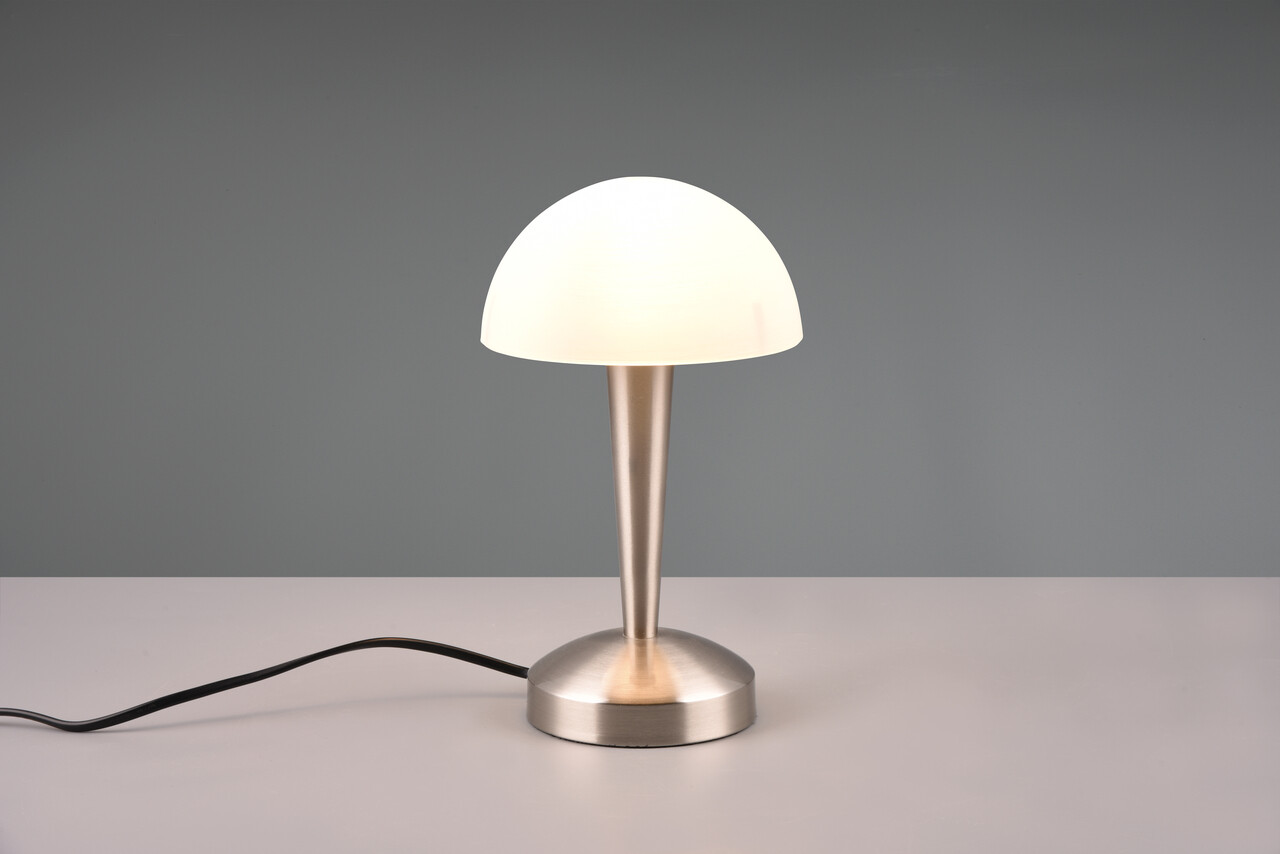 Lampa de masa Canaria, RL, 15x26.5 cm, 40W, 1x E14, metal, argintiu mat/ alb