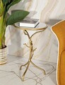 Masuta de cafea Birds Marble, Mauro Ferretti, 38x60 cm, fier/marmura, auriu/alb