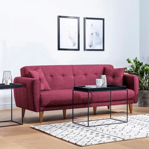 Canapea extensibila cu 3 locuri, unique design, 867unq1360, lemn de carpen, rosu claret
