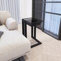 Set masute 3 piese, Caliente, İbiza, Sticla temperata, Negru
