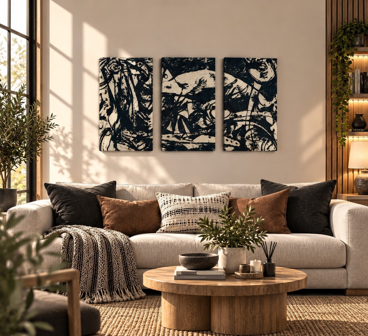 Tablou decorativ, 3PAN-CNV-3047, Dimensiune: 60 x 40 cm (3 bucăți), Multicolor