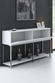 Consola, Bexley, Lord, 150x80x30 cm, PAL, Alb / Argintiu