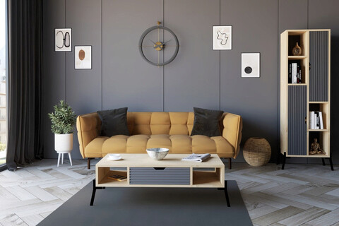 Masuta de cafea, puqa design, faro, 100x28.2x50 cm, pal, stejar safir / antracit