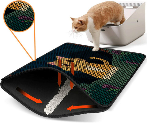 Covoras litiera pentru colectarea granulelor de nisip, Nrszn0145, 45×60 cm, 50% PVC/50% POLIESTER, Multicolor Gravel