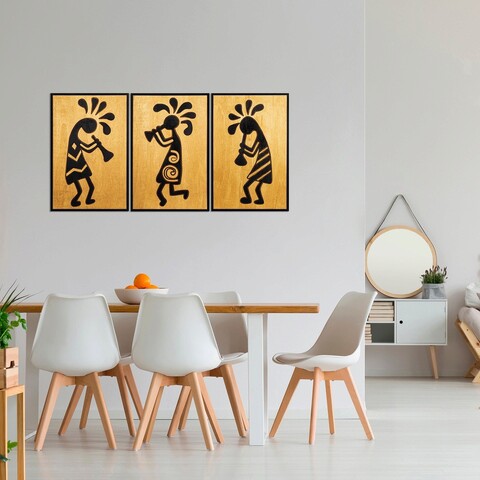 Decoratiune de perete, African Music 2, Placaj, 39 x 59 cm, 3 piese, Multicolor mezoni.ro