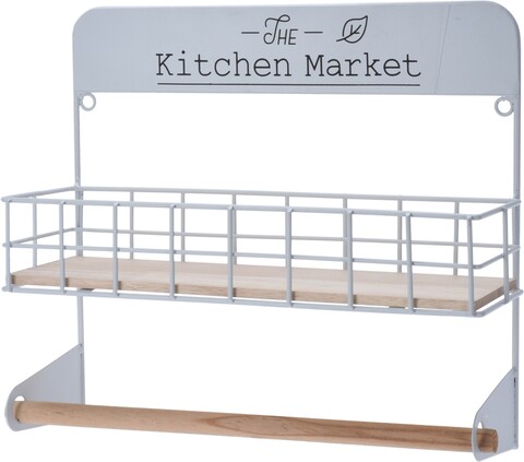 Raft cu suport pentru prosoape de hartie Kitchen market, , metal, alb Excellent Houseware imagine noua 2022