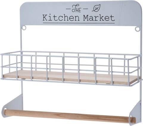 Raft cu suport pentru prosoape de hartie kitchen market, , metal, alb