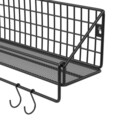 Set 2 rafturi de perete cu 10 agatatori, Songmics, 40x13x12 cm/30x13x12 cm, otel, negru