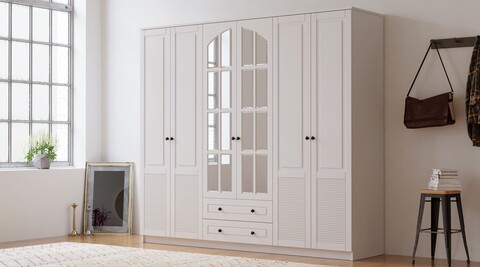 Dulap pentru haine, Rabi, Rb-115, 210x210x52 cm, Alb mat