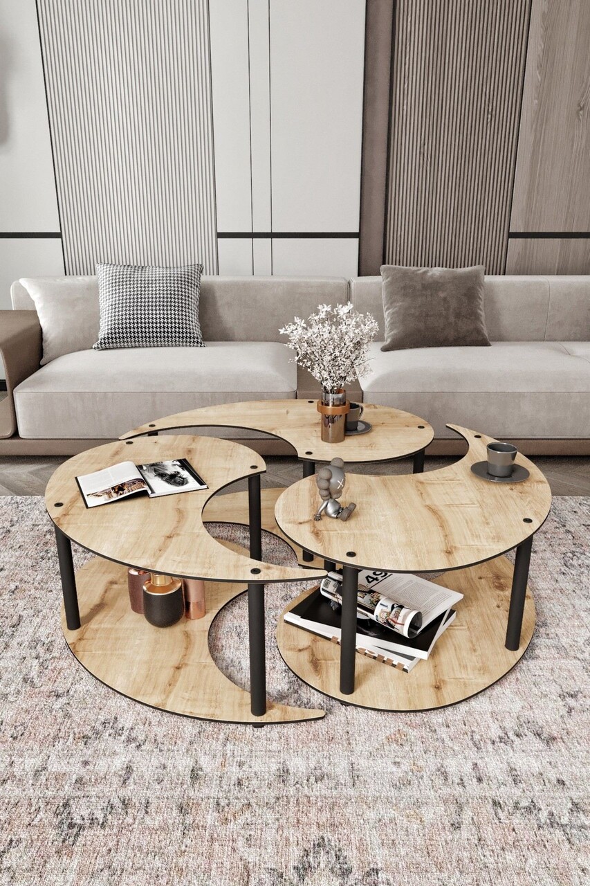Set masuta de cafea, Poter, Yin Yang 3 70, Stejar