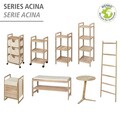 Bancheta cu spatiu depozitare pentru pantofi, Wenko, Acina, 90 x 34 x 45 cm, lemn de acacia, natur/crem