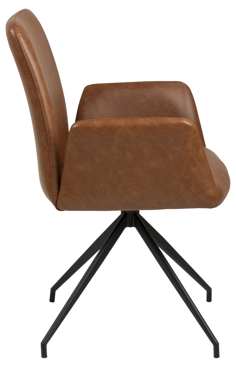 Scaun Naya, Actona, 59x59x88 cm, rotativ, piele ecologica/otel, brandy - view 7
