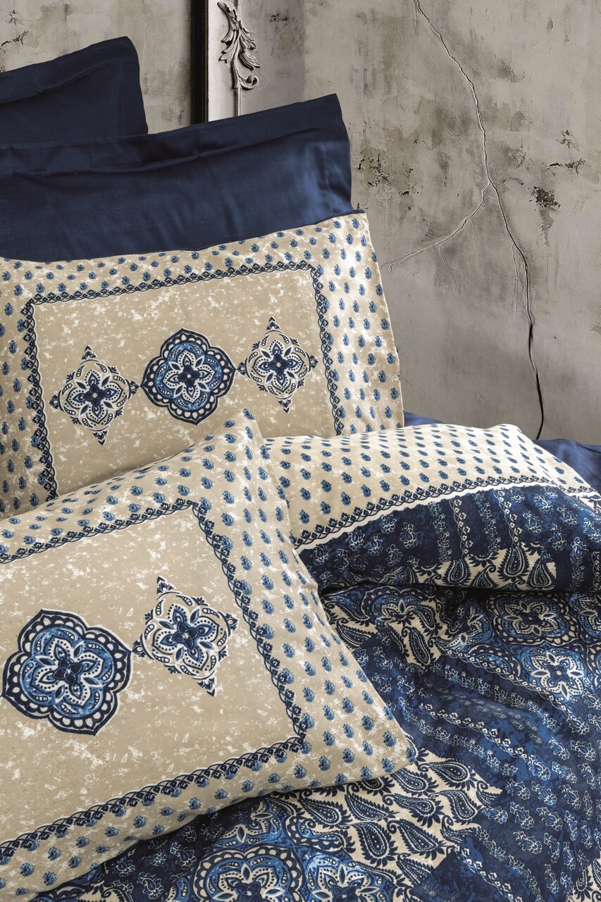 Lenjerie de pat dubla, Stasya - Dark Blue, Cotton Box, Bumbac Satinat - 1 | YEO