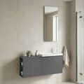 Set Dulap de Baie cu Chiuvetă și Oglindă (2 Piese), Hanah Home, Ferla 110, Gri Mat