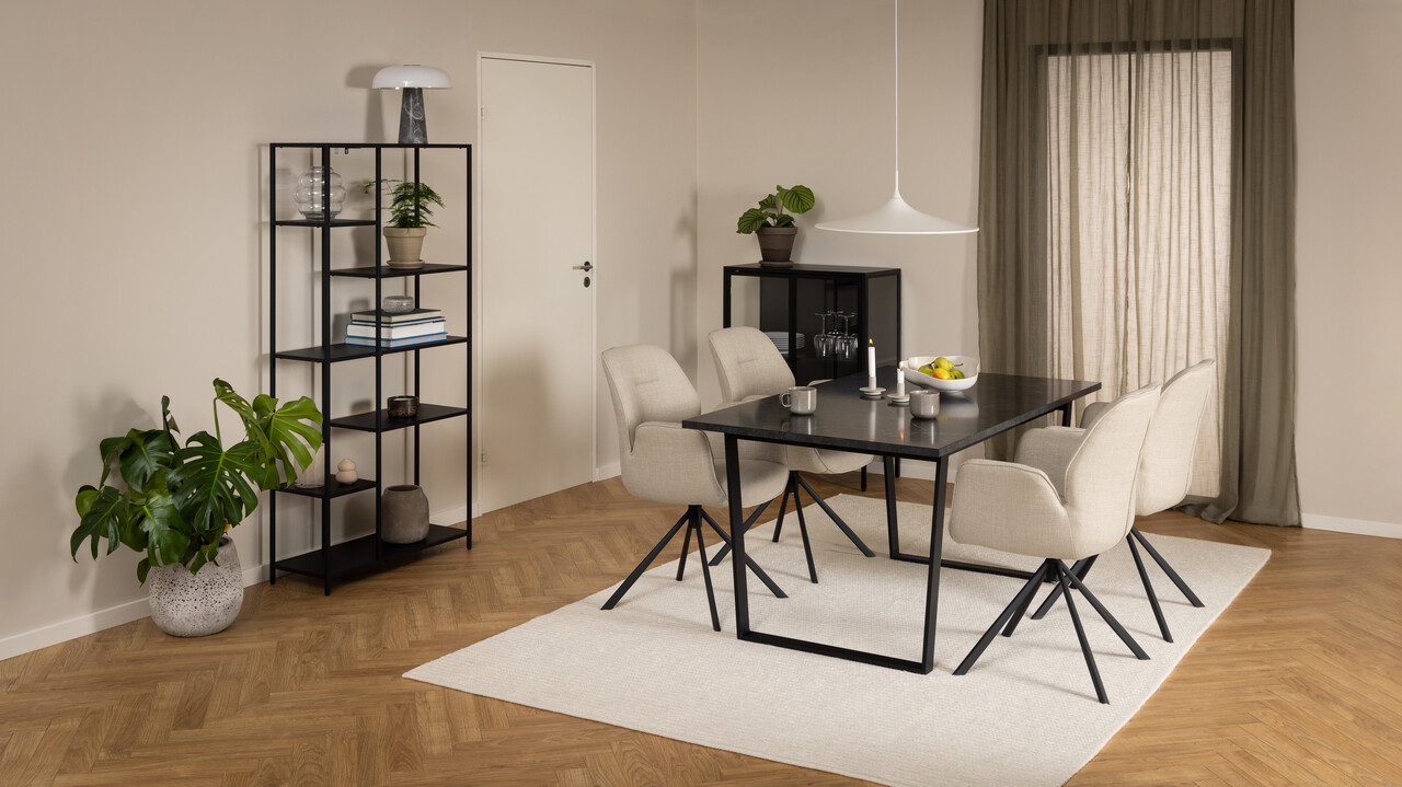 Scaun Aura, Actona, 62x61x90 cm, rotativ, tesatura structurata/otel, bej - view 5