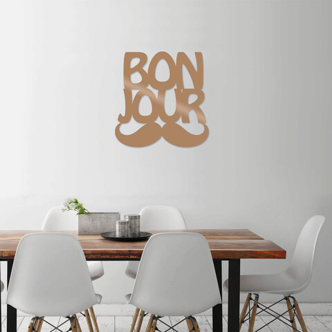 Decoratiune de perete, Bonjur, Metal, Dimensiune: 49 x 49 cm, Cupru