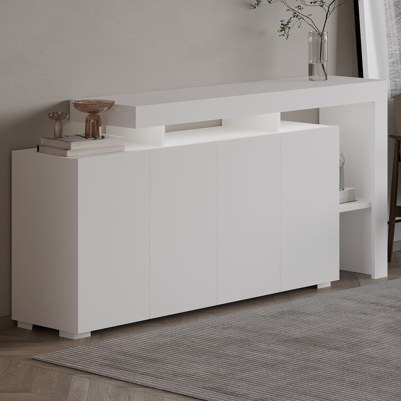 Consola, Hanah Home, Beliz, 170x80x35 cm, Alb - view 2