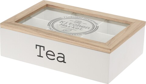 Cutie pentru depozitarea ceaiului, 24x16.5x7 cm, MDF, alb