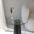 Masuta de cafea, Neostill, Thales, 50x50x50 cm, Sticla temperata, Transparent/Negru