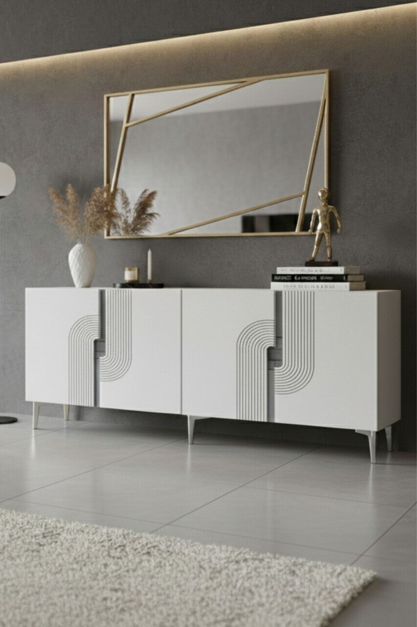 Consola, Hanah Home, Meyra 180, 180x75x32 cm, Alb / Argintiu — imaginea 3