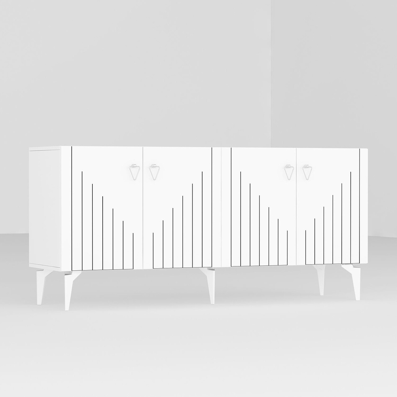 Consola, Hanah Home, Meda, 150x79x40 cm, PAL , Alb / Argintiu - view 5
