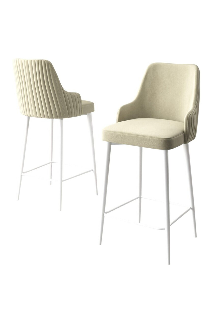 Set scaun de bar (2 bucăți), Hanah Home, Tera, Crem/Alb — imaginea 2