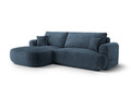 Coltar extensibil stanga 5 locuri, modular, cu lada depozitare, Ella, Micadoni Home, 271x174x94 cm, tesatura structurata chenille, albastru inchis