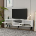 Comoda TV, Olivia, Lidya, Alb/Auriu