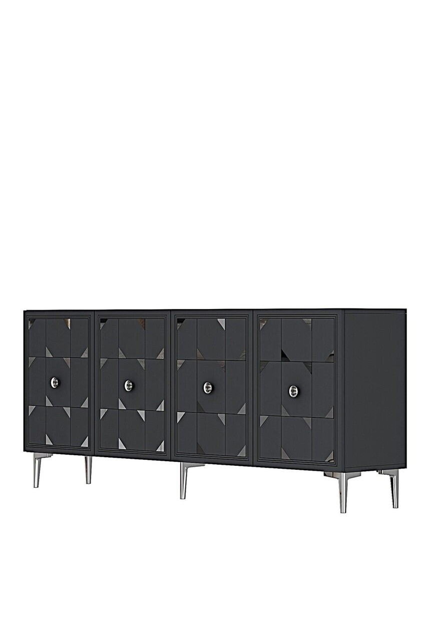 Consola, Hanah Home, Moka 180, 180x75x32 cm, Antracit / Argintiu — imaginea 4